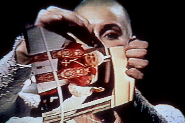 A picture of Sinead O'Connor ripping up a picture of the Pope on SNL.